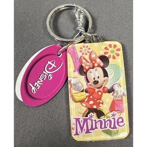 Minnie Mouse Key Chain Disney Rectangular Lucite Key Ring